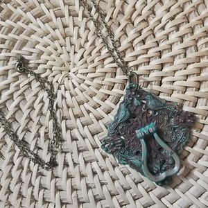 Door knocker antique look large pendant necklace